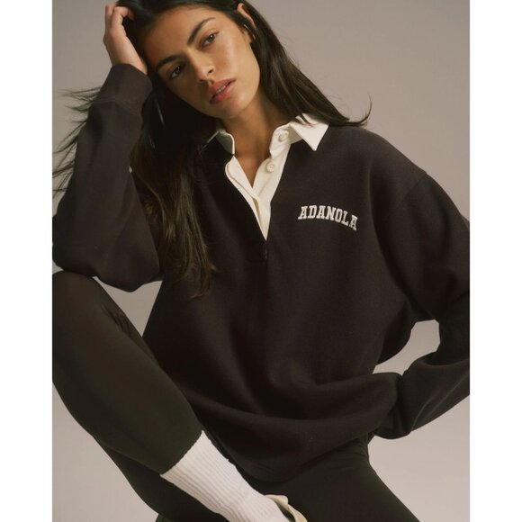 Adanola Varsity Oversized Rugby Top in Coffee Bean - Picture 2 of 6